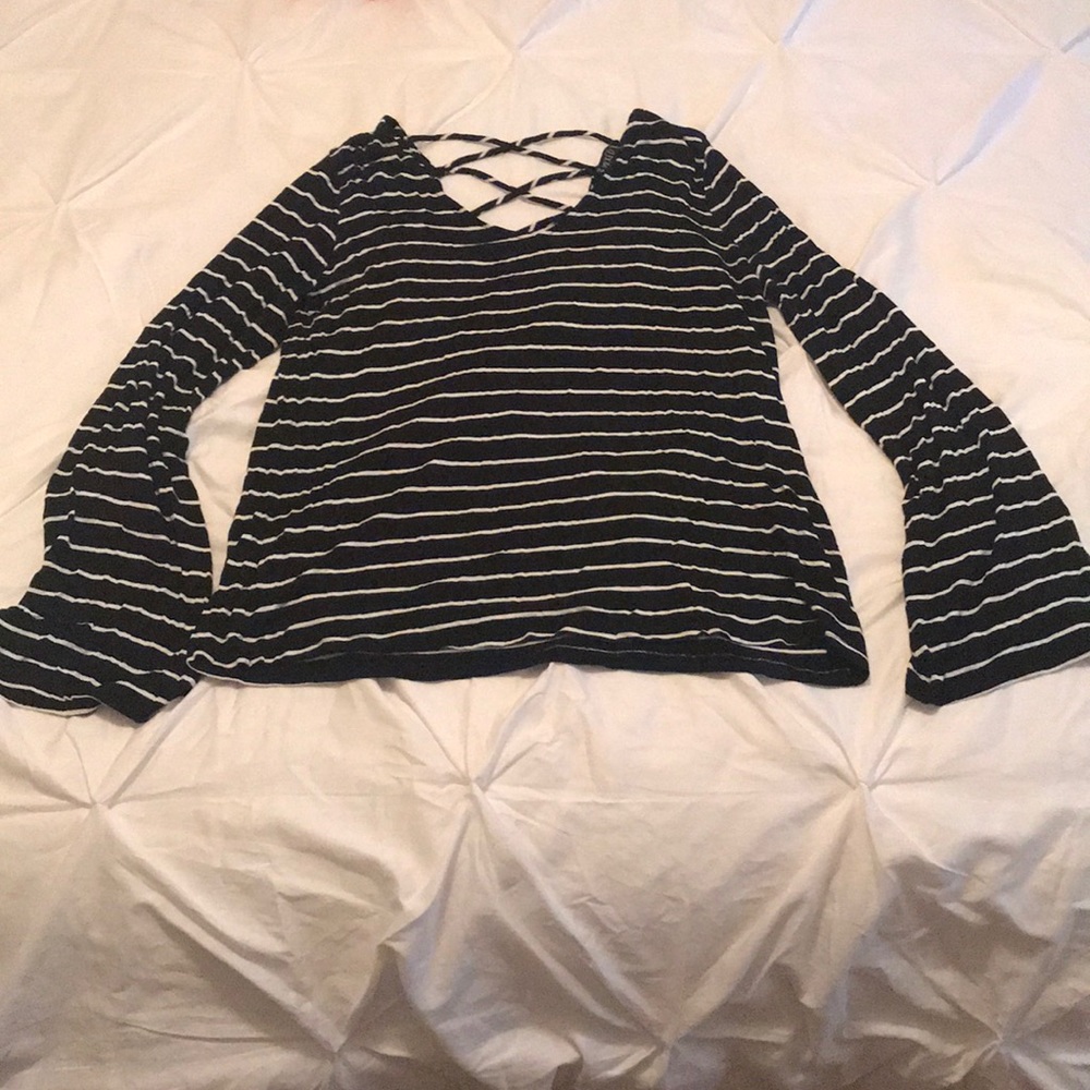 Black and White Striped Blouse